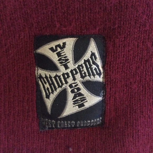 Vintage 2000s Y2K West Coast Choppers Cross RARE Burgundy Red Beanie Made in USA - Picture 2 of 4